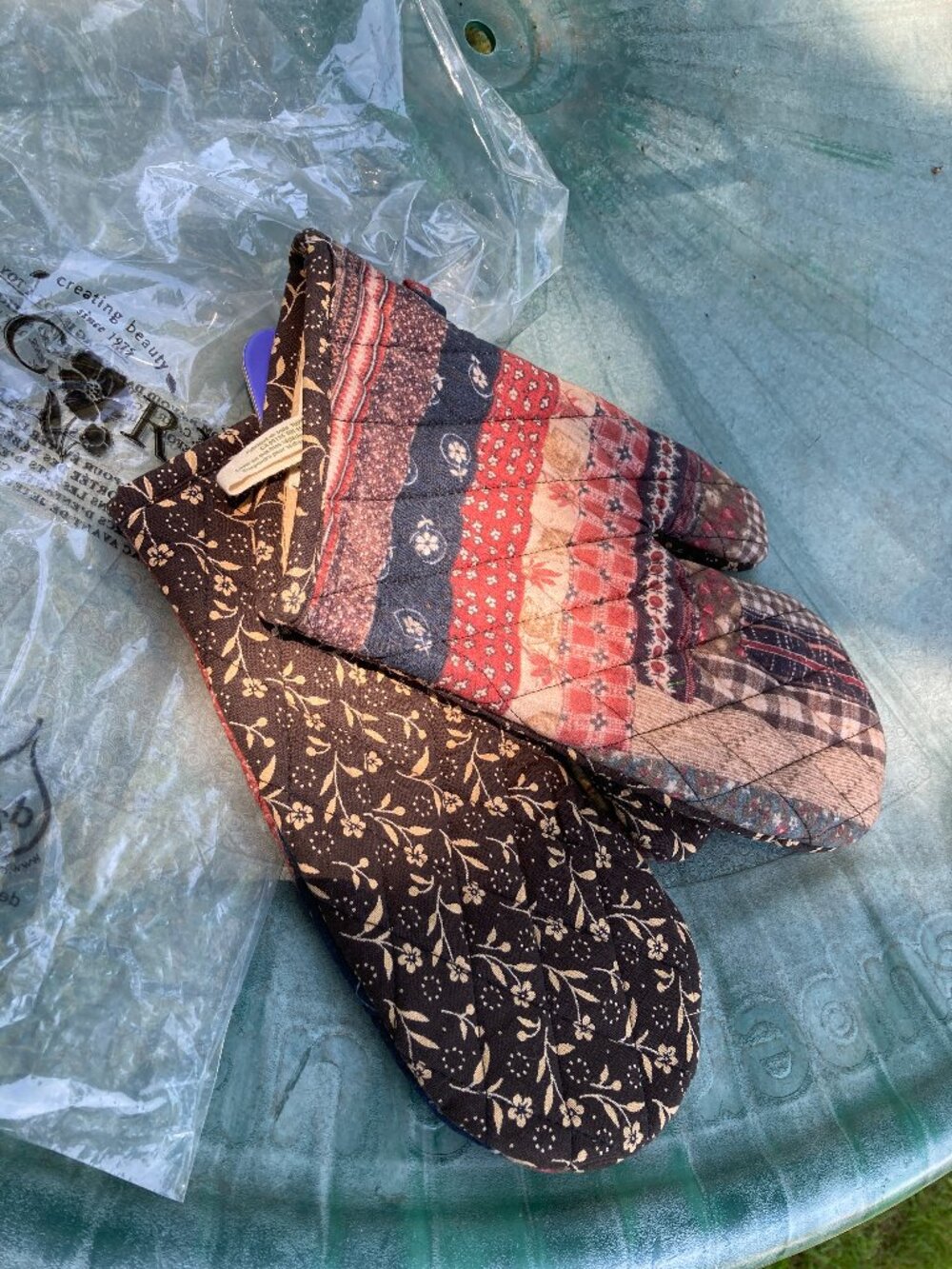 NWT April Cornell Oven Mitts Cotton Harvest Harmony Patchwork